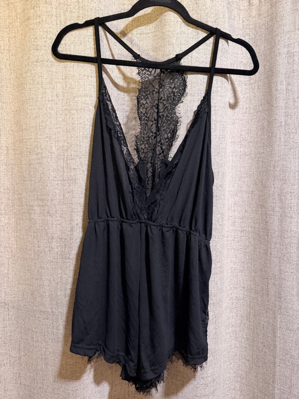 Black Lace-Back Romper